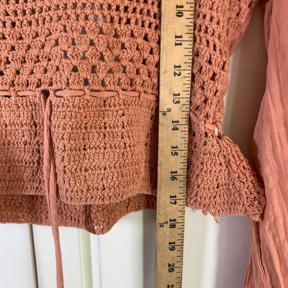 Free People Crochet Mixed Media Cropped Top Peasant Cottagecore Boho M Festival